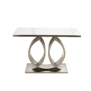 Console Romimex White Silver Stainless steel Synthetic marble 110 x 80 x 40 cm