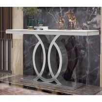 Console Romimex White Silver Stainless steel Synthetic marble 110 x 80 x 40 cm