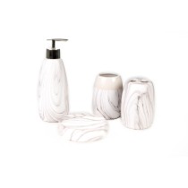 Bath Set Romimex White Grey Ceramic 12 x 34 x 12 cm 4 Pieces