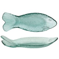 Decorative Plate Romimex Turquoise Glass Fish 30 x 5 x 12 cm