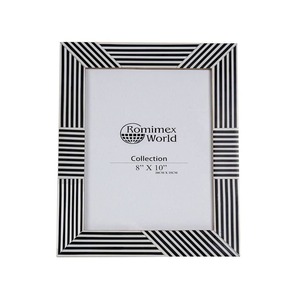 Photo frame Romimex White Black Resin MDF Wood 26 x 31 x 2 cm