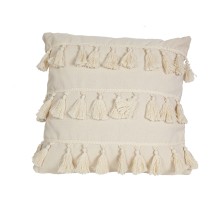 Coussin Romimex Blanc Pompons 45 x 10 x 45 cm