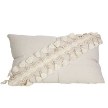 Cushion Romimex White Tassels 30 x 10 x 50 cm