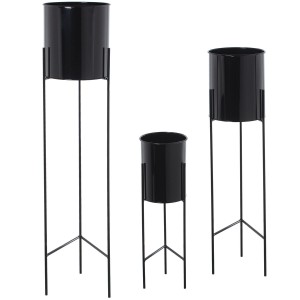 Set of Planters Alexandra House Living Black Metal With support (3 Pieces)