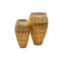 Set of 2 Vases Alexandra House Living Golden Metal 54 x 87 x 54 cm (2 Pieces)