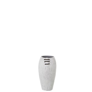 Vase Alexandra House Living White Ceramic Stripes 18 x 18 x 29 cm