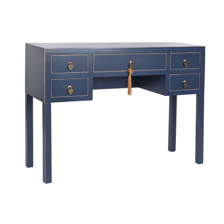 Bureau DKD Home Decor Bleu Doré Métal Pin Bois MDF 110 x 35 x 78 cm