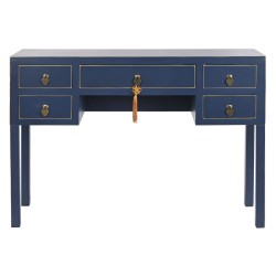 Desk DKD Home Decor Blue Golden Metal Pinewood MDF Wood 110 x 35 x 78 cm