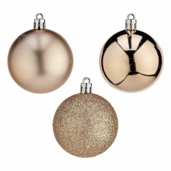 Lot de boules de Noël champagne Plastique Ø 6 cm (12 Unités)