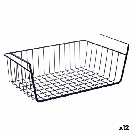 Basket for Kitchen Shelf Kinvara W4175S 450 PDQ Black Iron 42 x 14 x 26 cm (12 Units)