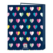 Ring binder Benetton Corazones Navy Blue A4 (26.5 x 33 x 4 cm) (25 mm)