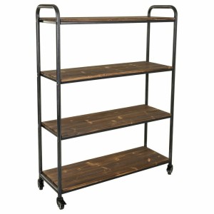 Shelves Alexandra House Living Brown Grey Wood Metal 34 x 129 x 98 cm With wheels