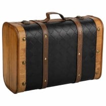 Valise décorative Alexandra House Living Noir PVC Bois Métal Tissu Vintage 30 x 17 x 43 cm