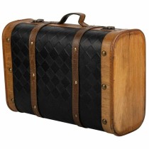 Valise décorative Alexandra House Living Noir PVC Bois Métal Tissu Vintage 30 x 17 x 43 cm