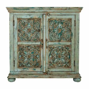 Console Alexandra House Living Bleu Bois de manguier 40 x 90 x 90 cm