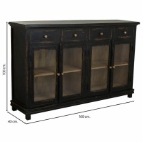 Buffet Alexandra House Living Noir Bois verre 40 x 100 x 160 cm