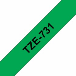 Ruban Laminé pour Etiqueteuses Brother TZE-731 Noir/Vert 12 mm