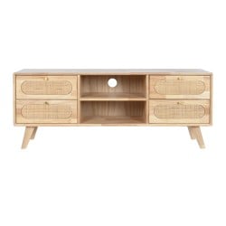 Meubles de télévision DKD Home Decor Naturel Métal Bois d'hévéa 120 x 30 x 48 cm