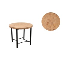 Side table Romimex Black Natural Metal Pine 50 x 52 x 50 cm