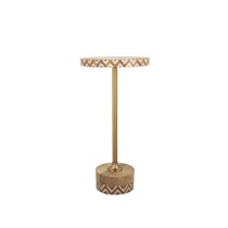 Side table Romimex Brown Golden Wood Metal 25 x 50 x 25 cm