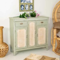 Console Alexandra House Living Green Rattan Fir wood MDF Wood 88 x 36 x 95 cm