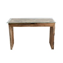 Console Romimex Natural Glass Teak 120 x 75 x 35 cm