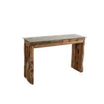 Console Romimex Natural Glass Teak 120 x 75 x 35 cm