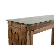 Console Romimex Natural Glass Teak 120 x 75 x 35 cm