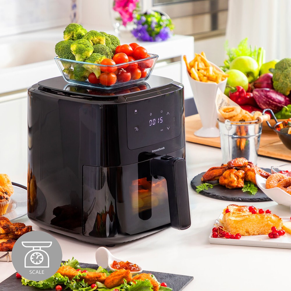 Heißluftfritteuse mit Waage InnovaGoods Fryinn Balance 5000 Schwarz 1500 W 5 L Edelstahl