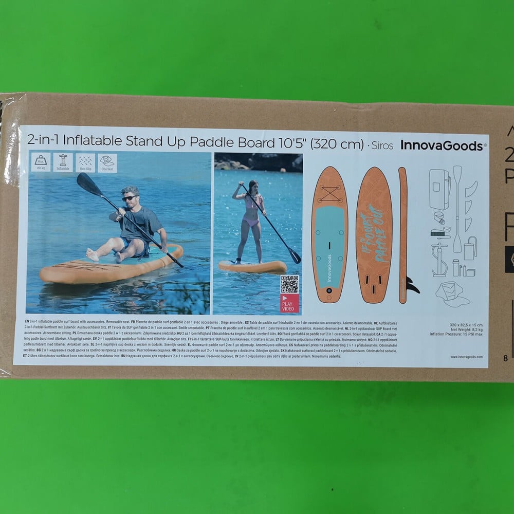 Planche de Paddle Surf Gonflable 2 en 1 avec Siège et Accessoires Siros InnovaGoods 10'5" 320 cm