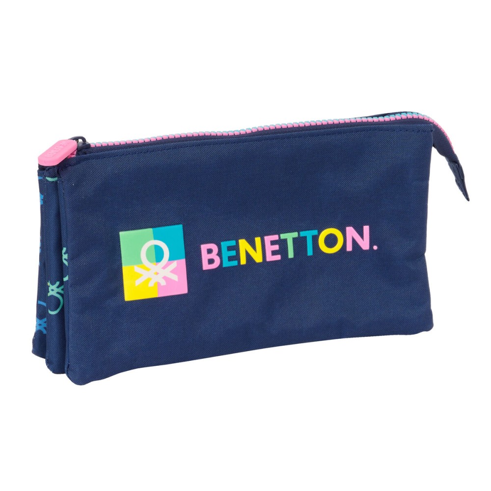 Dreifaches Mehrzweck-Etui Benetton Cool Marineblau 22 x 12 x 3 cm