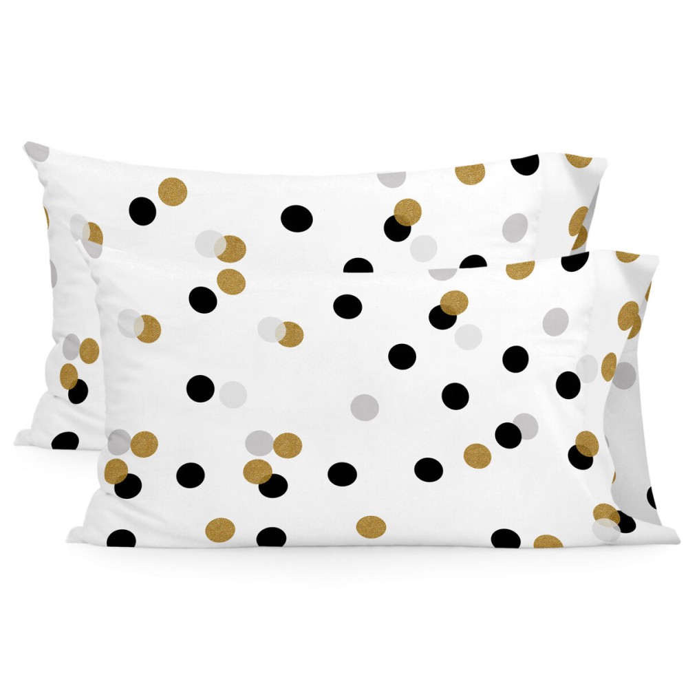 Taie d'oreiller HappyFriday Blanc Golden Dots Multicouleur 50 x 75 cm (2 Unités)