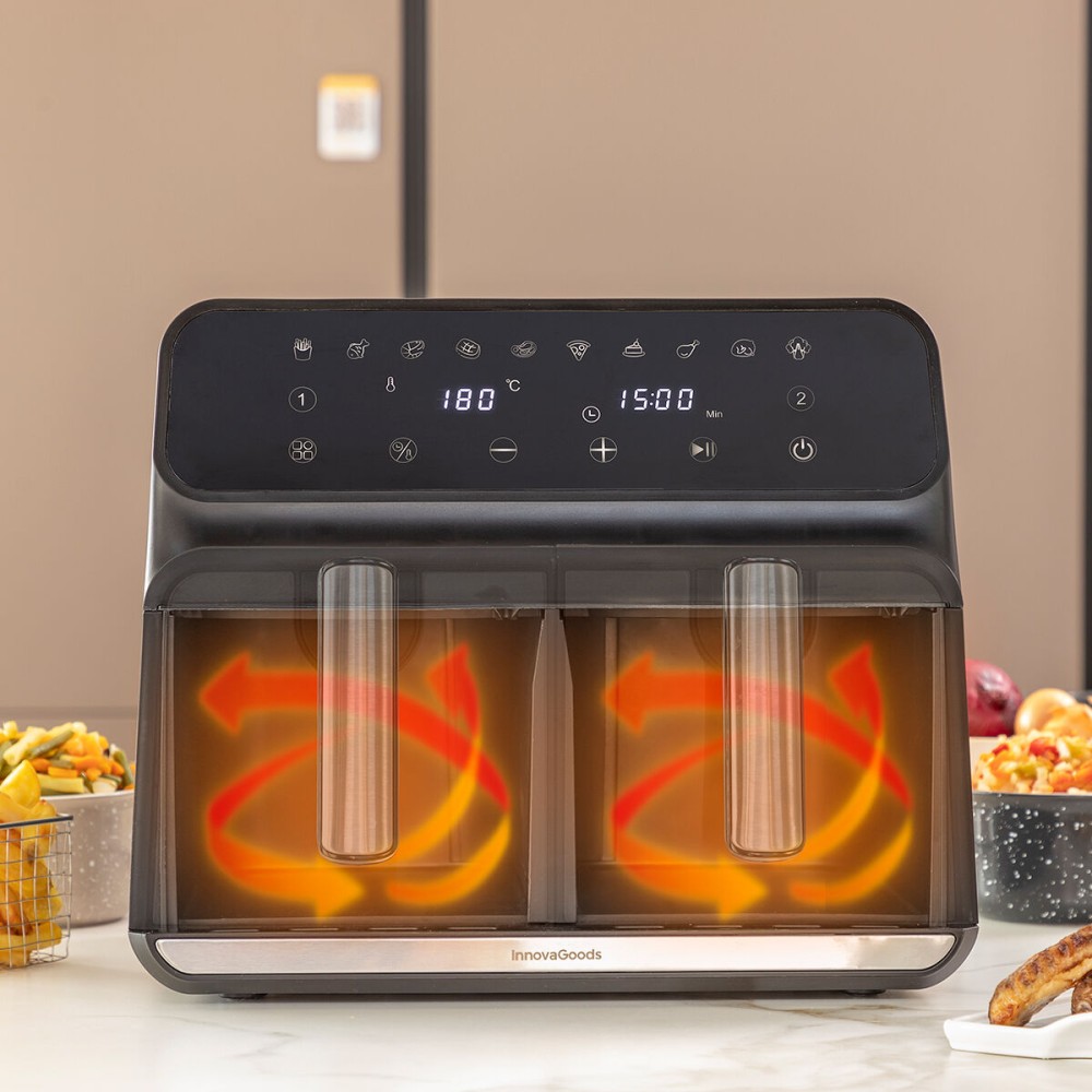 Friteuse à Air InnovaGoods Fryinn Double 8000 Noir 3400 W 8 L Acier inoxydable