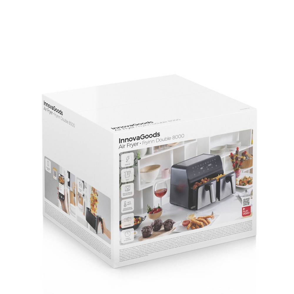 Heißluftfritteuse InnovaGoods Fryinn Double 8000 Schwarz 3400 W 8 L Edelstahl