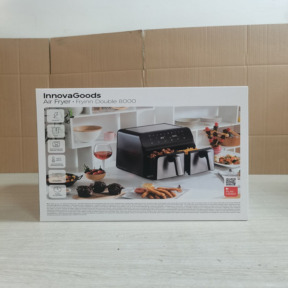 Air Fryer InnovaGoods Fryinn Double 8000 Black 3400 W 8 L Stainless steel