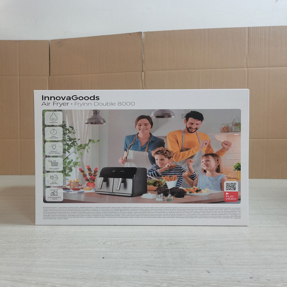 Heißluftfritteuse InnovaGoods Fryinn Double 8000 Schwarz 3400 W 8 L Edelstahl