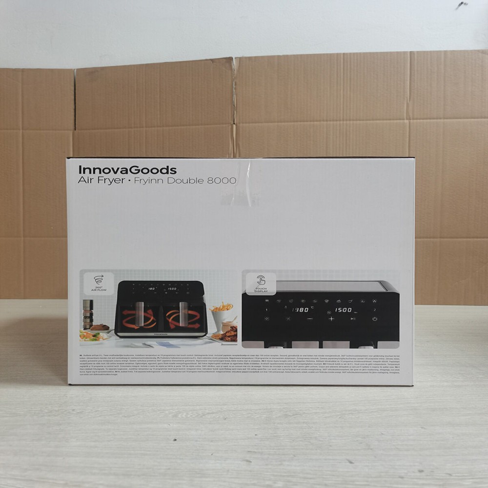 Heißluftfritteuse InnovaGoods Fryinn Double 8000 Schwarz 3400 W 8 L Edelstahl