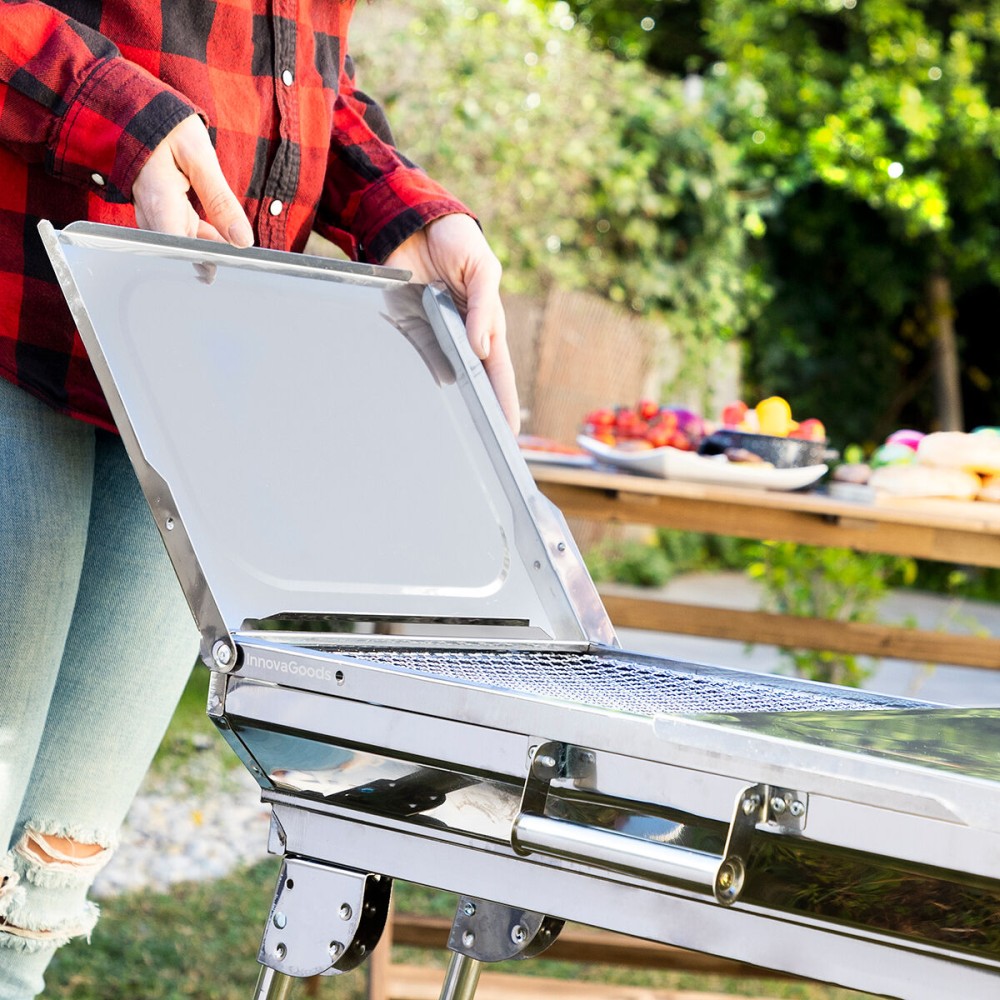 Barbecue au Charbon de Bois Pliable en Acier Inoxydable ExelQ InnovaGoods