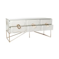 Sideboard Romimex White Golden Metal MDF Wood 120 x 54 x 38 cm