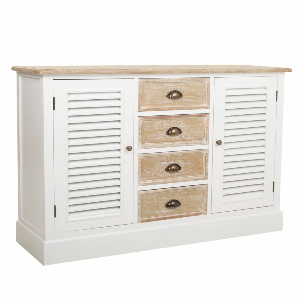 Sideboard Alexandra House Living White Paolownia wood MDF Wood 40 x 80 x 124 cm