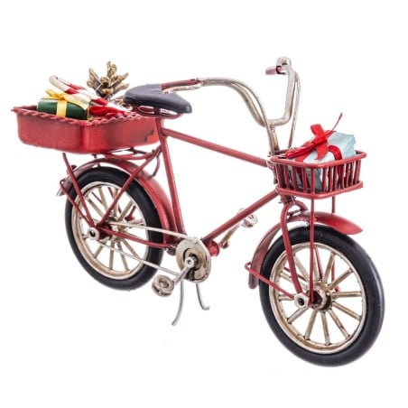 Weihnachtsschmuck Rot Bunt Metall Fahrrad 16 x 6,5 x 9,5 cm