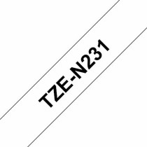 Ruban Laminé pour Etiqueteuses Brother TZEN231 Blanc Noir