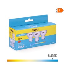 Pack of 3 LED bulbs EDM 98209 F 5 W 45 W 38 W GU10 450 lm Ø 5 x 5,5 cm (6400 K)