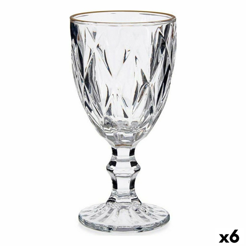 Wine glass Vivalto R-00817DL/BHA6-M Transparent Golden Glass 330 ml (6 Units)