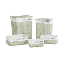 Set de basket DKD Home Decor Vert osier 44 x 34 x 56 cm 5 Pièces