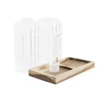 Öl- und Essig-Set DKD Home Decor 250 ml 14 x 7,5 x 21 cm natürlich Durchsichtig Akazienholz Borosilikatglas