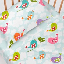 Bettwäsche-Set für Babybetten HappyFriday Mr Fox Little Birds Bunt Babybettchen 2 Stücke