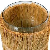 Candleholder Alexandra House Living Brown Raffia Crystal 14 x 15 x 14 cm