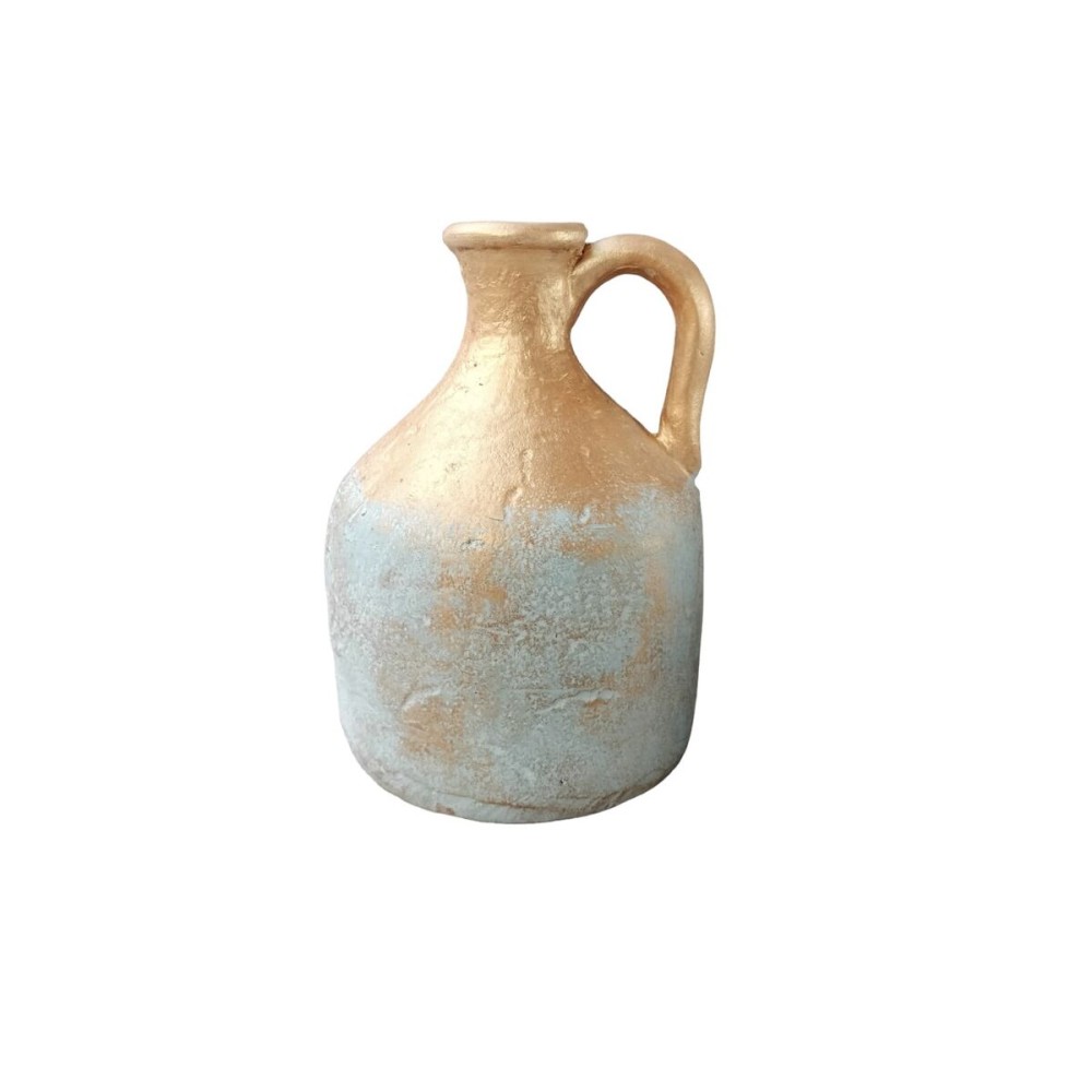 Vase Romimex Blue Golden Terracotta Bicoloured 20 x 25 x 20 cm With handle