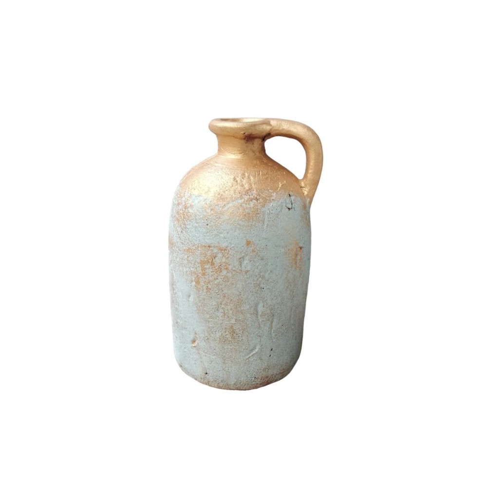 Vase Romimex Blue Golden Terracotta Bicoloured 15 x 25 x 15 cm With handle